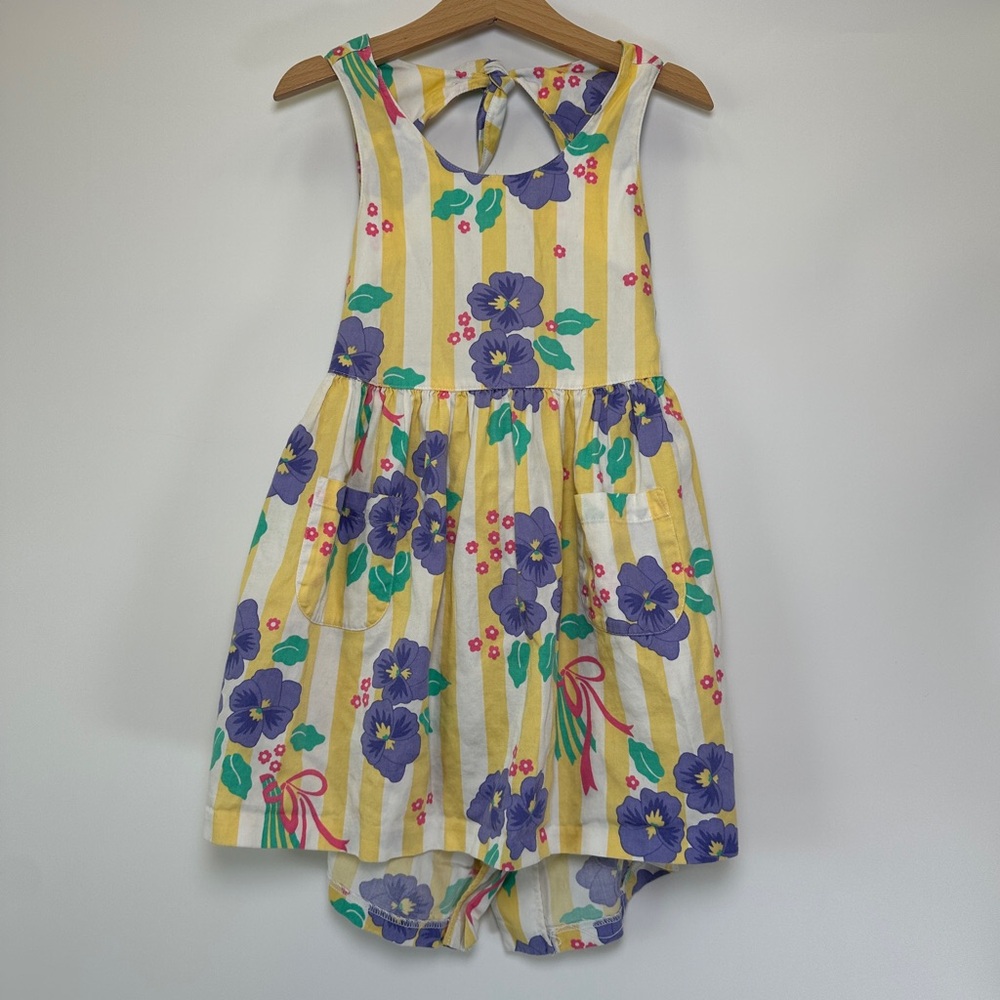 VTG Gymboree Flower Party Pansy Rainbow Label Girls Large Halter Sundress Violet